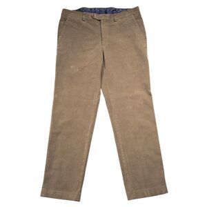 Ralph Lauren Mens Corduroy Pants 33x30 Beige Stretch Flat Front Chinos Straight